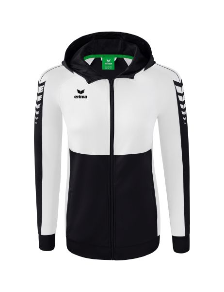 Erima Six Wings Trainingsjacke mit Kapuze Damen schwarz/weiß, Größe: 34