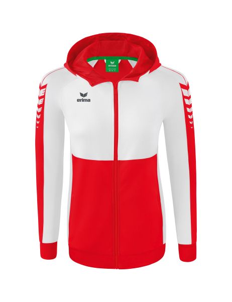 Erima Six Wings Trainingsjacke mit Kapuze Damen rot/weiß, Größe: 34