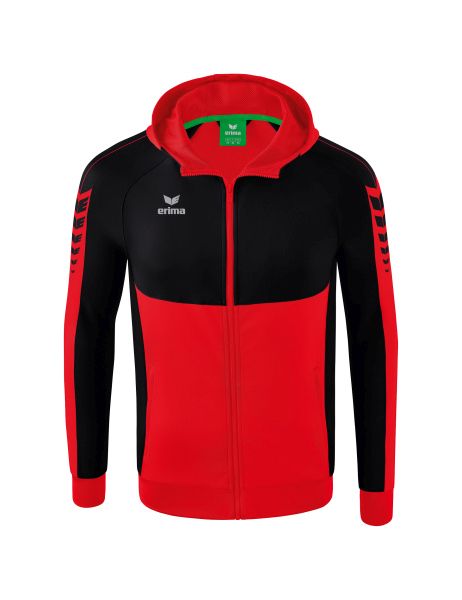 Erima Six Wings Trainingsjacke mit Kapuze Kinder rot/schwarz, Größe: 116