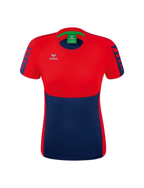Erima Six Wings T-Shirt Damen new navy/rot, Größe: 34