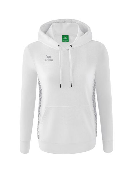 Erima Essential Team Kapuzensweat Damen weiß/monument grey, Größe: 34
