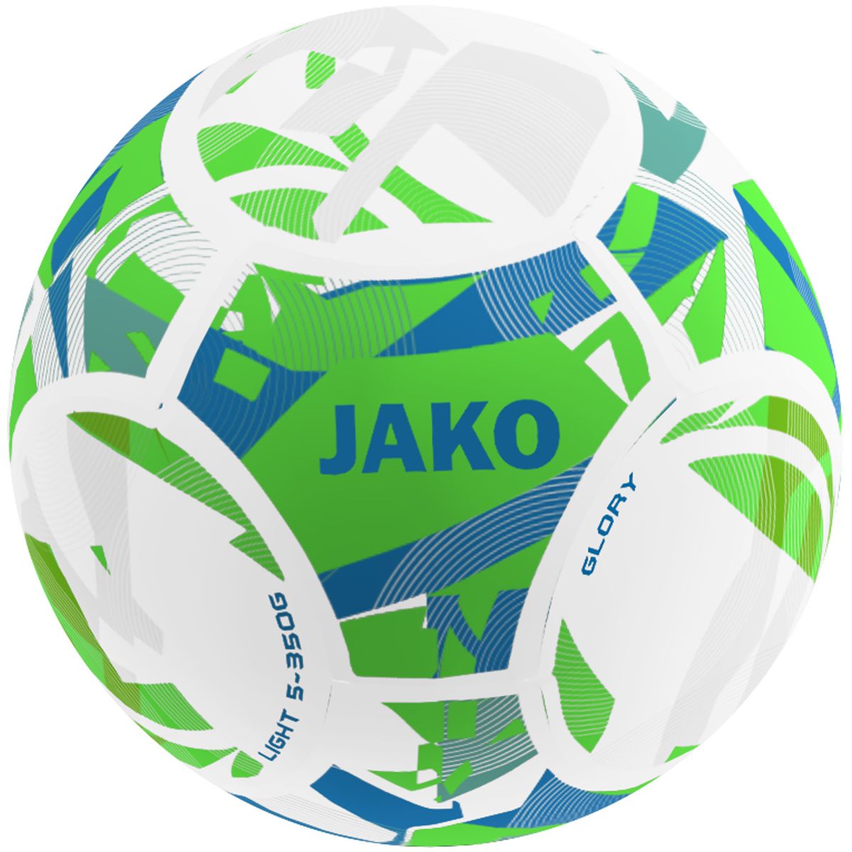JAKO Lightball Glory 14 Panel, TB, Farbe: weiß/neongrün/JAKO blau, 350g, Größe: 5
