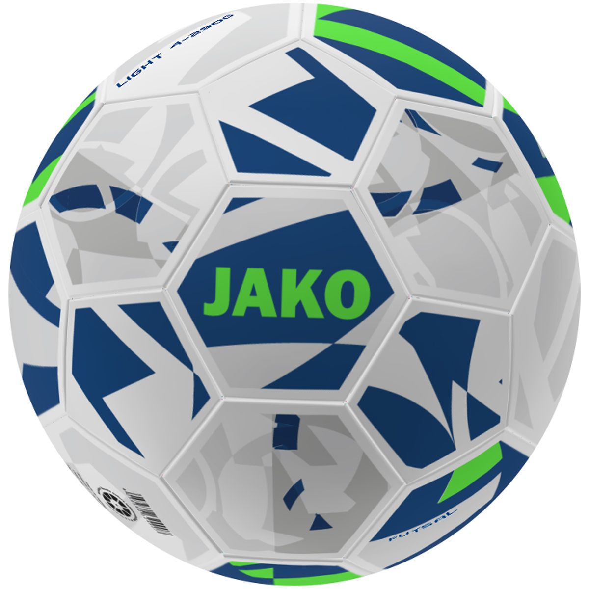 JAKO Lightball Futsal 32 Panel, Hybrid, Farbe: weiß/navy/neongrün, 290g, Größe: 4