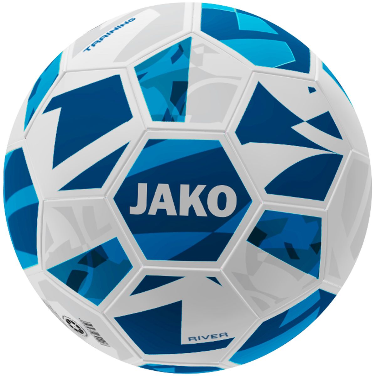 JAKO Trainingsball River 32 Panel, MS, FIFA BASIC, Farbe: weiß/navy, Größe: 5