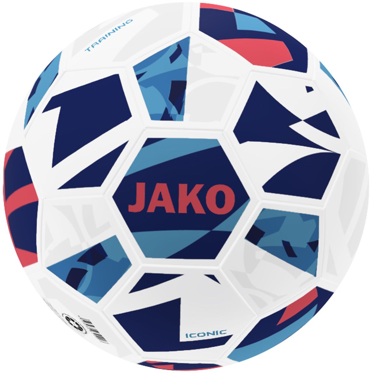 JAKO Trainingsball Iconic 32 Panel, Hybrid, FIFA BASIC, Farbe: weiß/navy/coral, Größe: 5