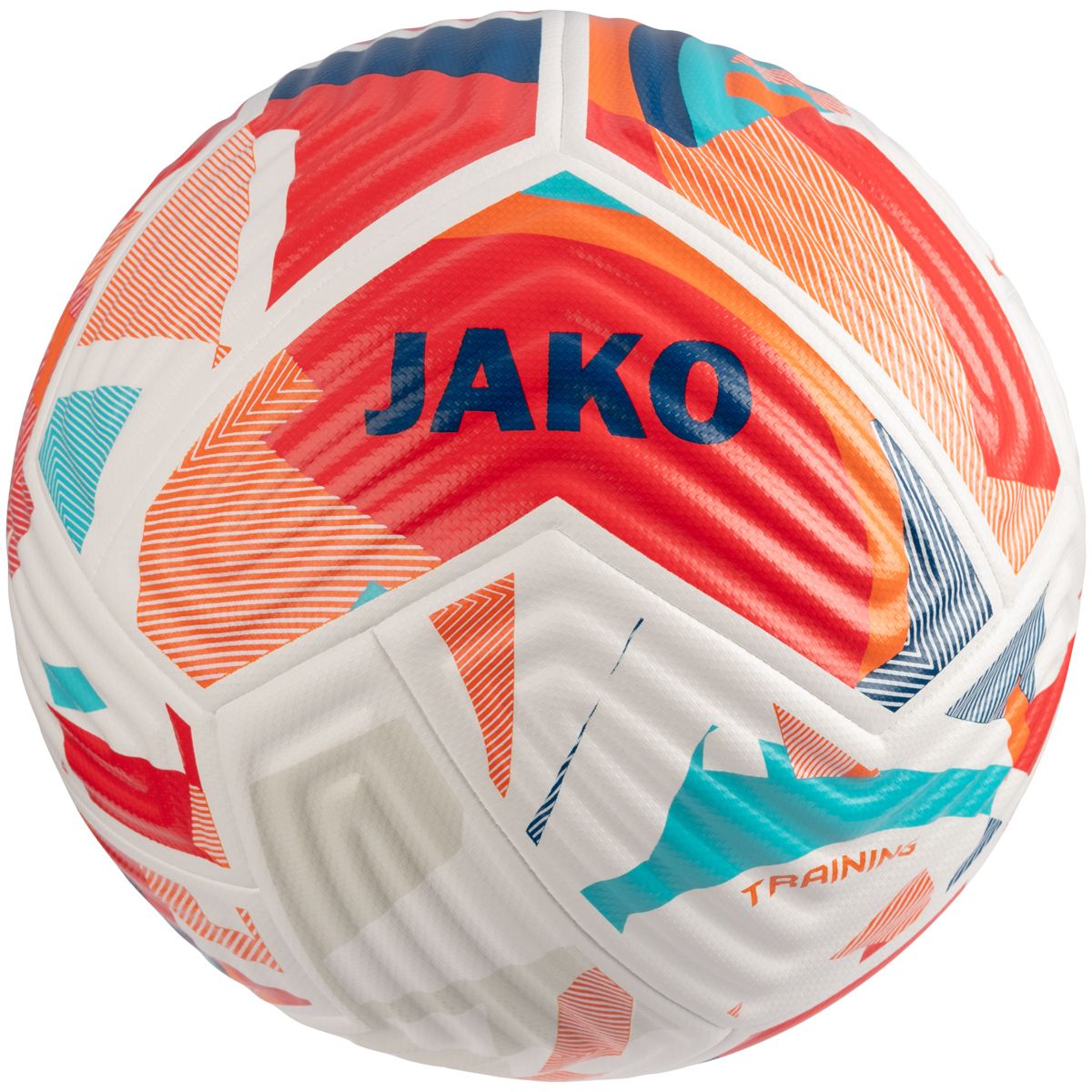 JAKO Trainingsball Flow 12 Panel, Hybrid, FIFA BASIC, Farbe: weiß/fluo red/navy, Größe: 5