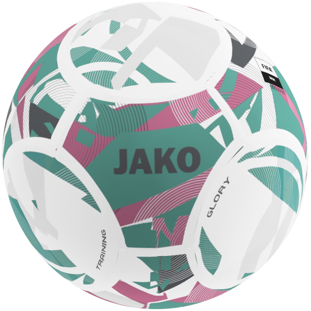 JAKO Trainingsball Glory 14 Panel, TB, FIFA BASIC, Farbe: weiß/rose/cool gray, Größe: 5