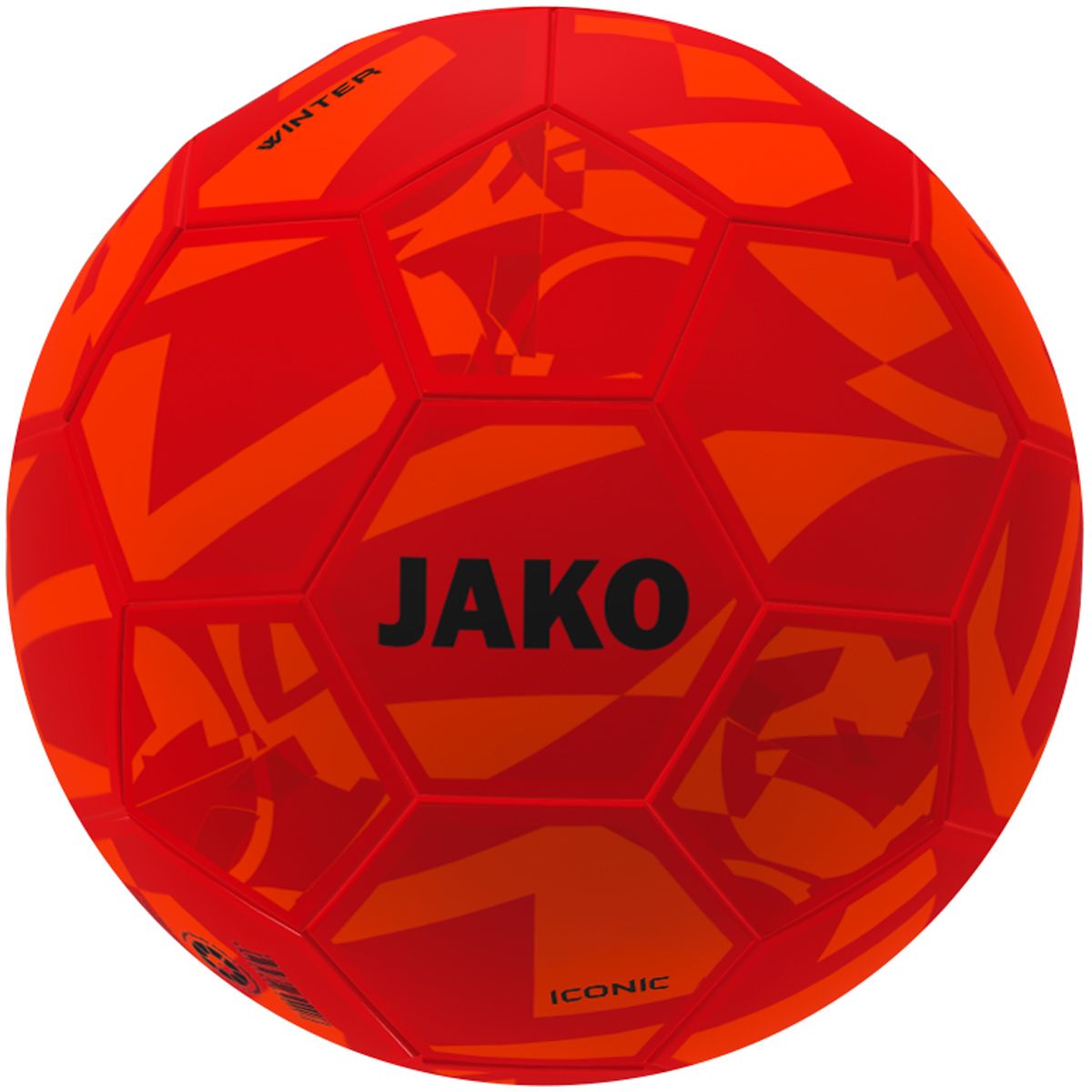JAKO Winterball Iconic 32 Panel, Hybrid, FIFA BASIC, Farbe: orange/rot/schwarz, Größe: 4