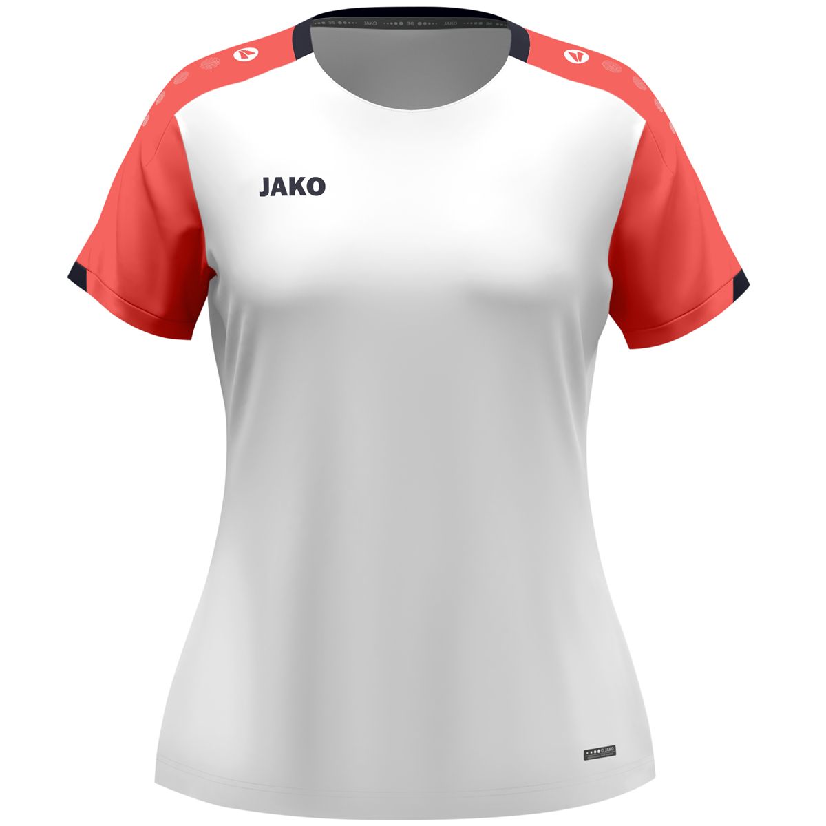 JAKO T-Shirt Dynamic Damen, Farbe: weiß/coral/marine, Größe: S (34/36)