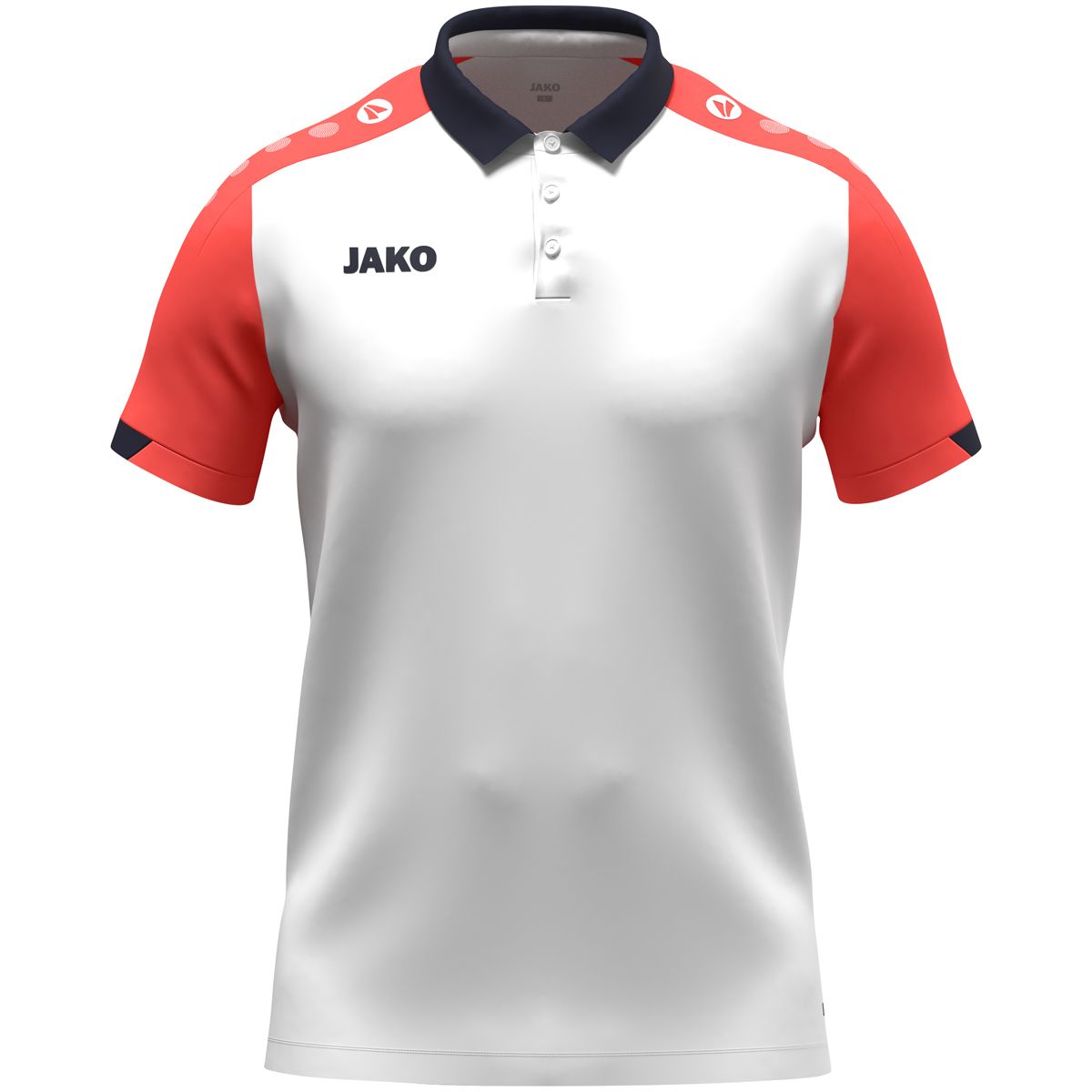 JAKO Polo Dynamic, Farbe: weiß/coral/marine, Größe: 140