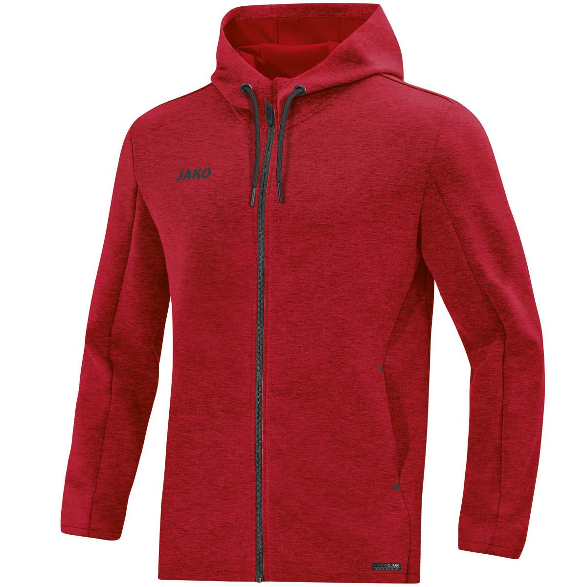 JAKO Kapuzenjacke Premium Basics, Farbe: rot meliert, Größe: 34
