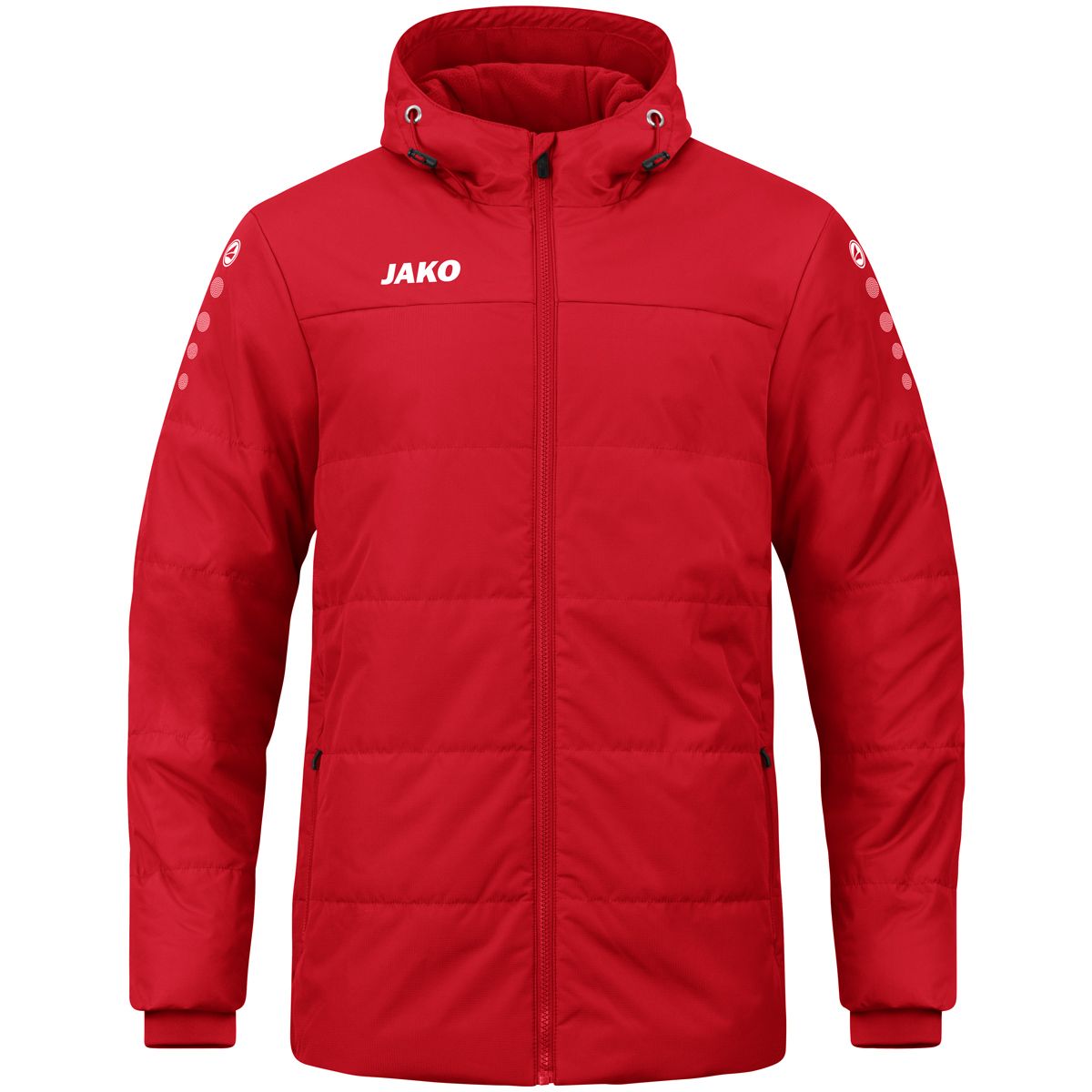 JAKO Coachjacke Team mit Kapuze, Farbe: rot, Größe: 128