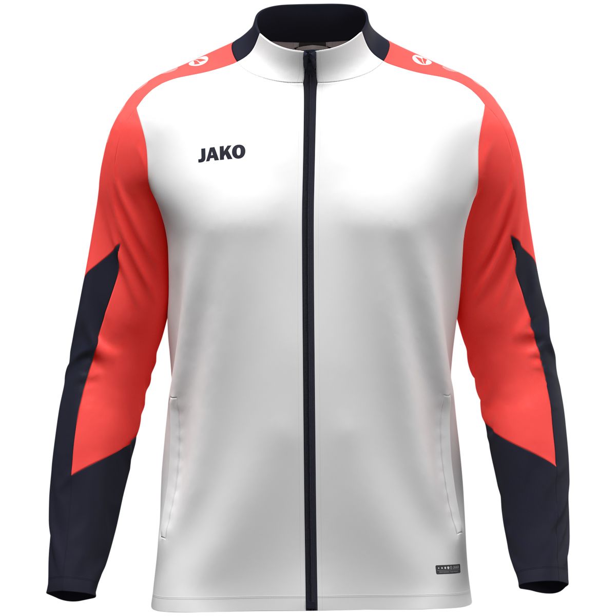 JAKO Polyesterjacke Dynamic, Farbe: weiß/coral/marine, Größe: 116