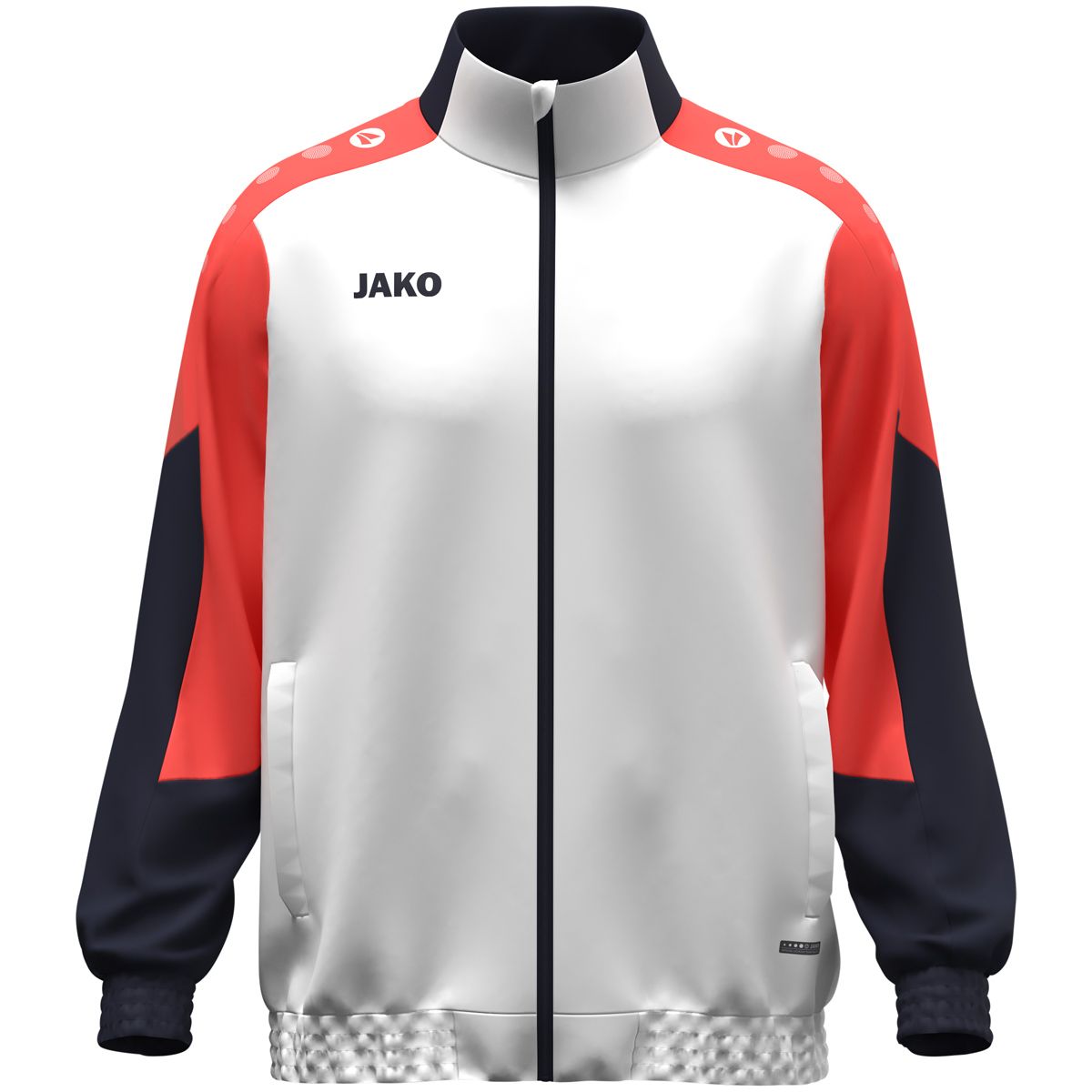JAKO Webjacke Dynamic, Farbe: weiß/coral/marine, Größe: S