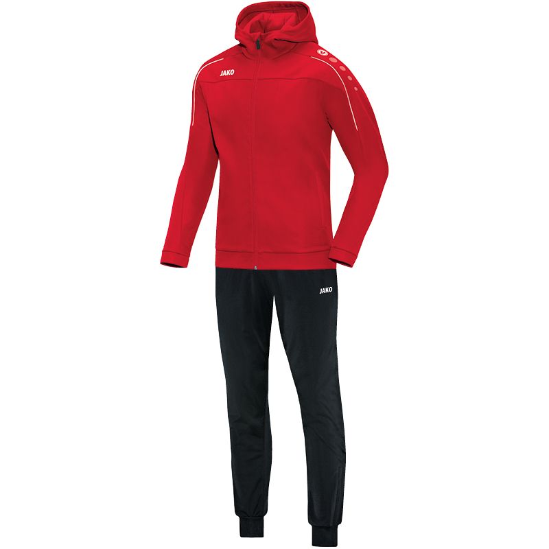 JAKO Trainingsanzug Polyester Classico mit Kapuze , Farbe: rot, Größe: 128