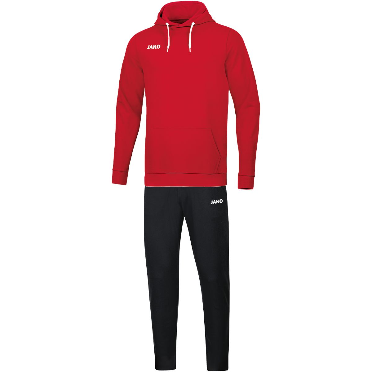 JAKO Jogginganzug Base mit Kapuzensweat, Farbe: rot, Größe: 128