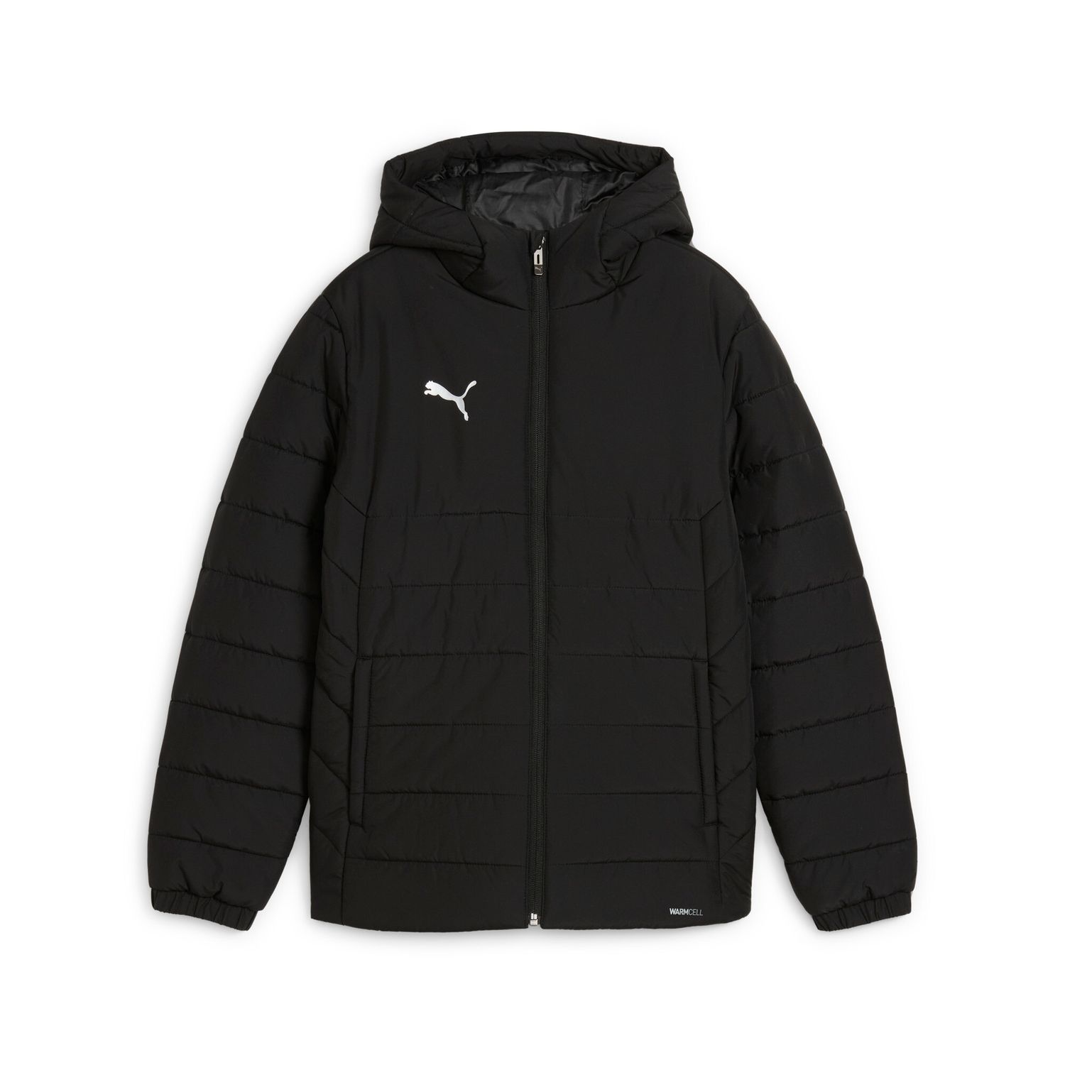 PUMA teamADDITIONS Hooded Padded Jacket Jr  Football - PUMA Black-Puma Silver, 176, Größe: 176, Farbe: PUMA Black-Puma Silver