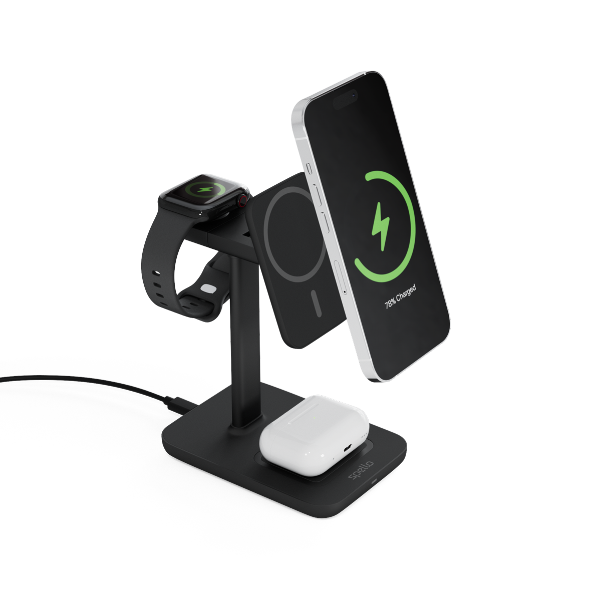 Spello 3in1 Magnetic Charging Station - black