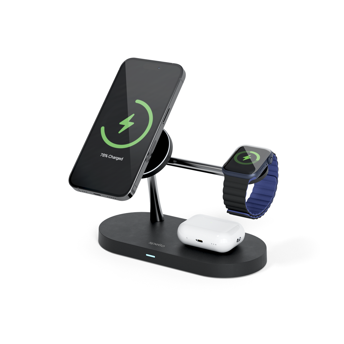 Spello 3in1 Magnetic Wireless Charging Stand - black