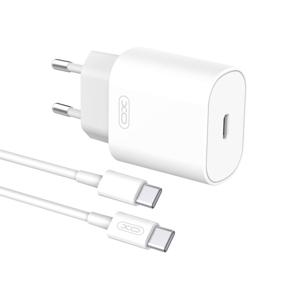 XO Wall Charger L91 25W Set mit USB-C auf USB-C Kabel, Farbe: Weiss, Modell: USB-C