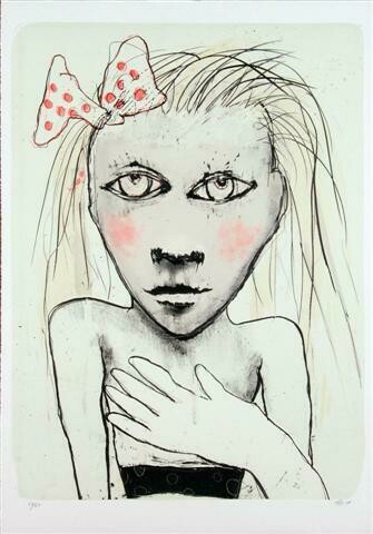 Girl with Hand - Lithograph