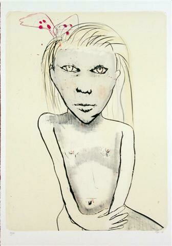 Girl with Bow - Lithograph