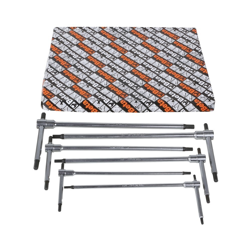 SERIE DI 6 CHIAVI A T CON 3 ESTREMITÀ MASCHIO ESAGONALE CROMATE