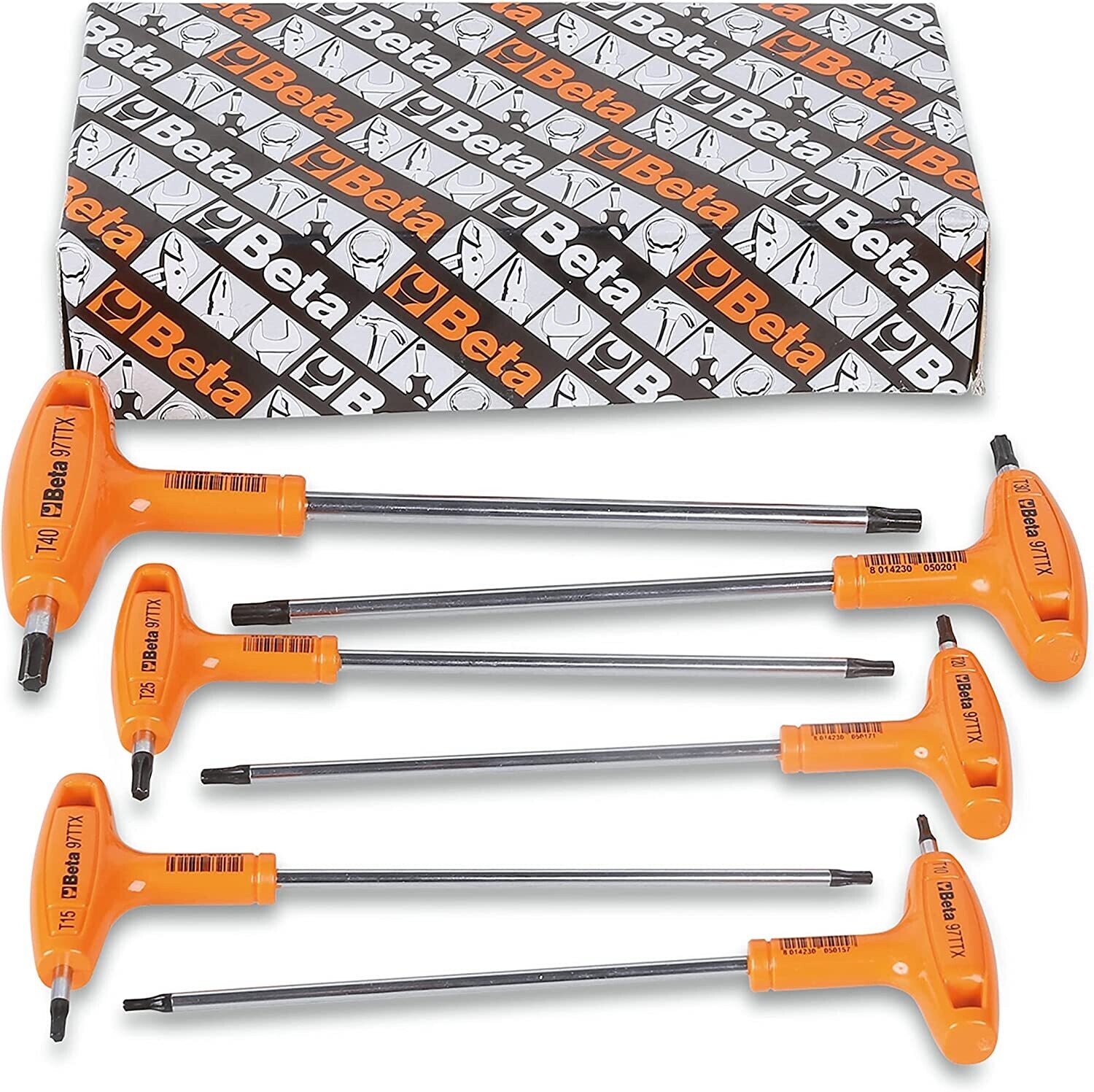 SERIE DI 6 CHIAVI MASCHIO PIEGATE CON IMPUGNATURA PER VITI CON IMPRONTA TORX® CROMATE