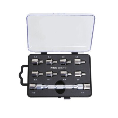 SET CHIAVE UNIVERSALE A TESTINA INTERCAMBIABILE E 10 INSERTI, PER SERRAGGIO RAGGI RUOTE