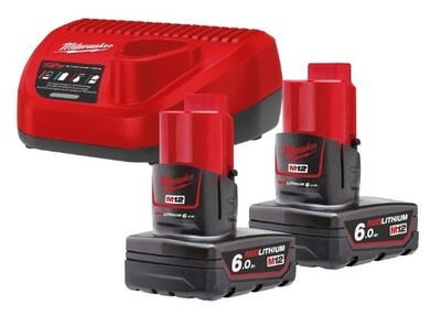 ENERGY KIT M12 CON 2 BATTERIE 6.0 Ah, CARICABATTERIA