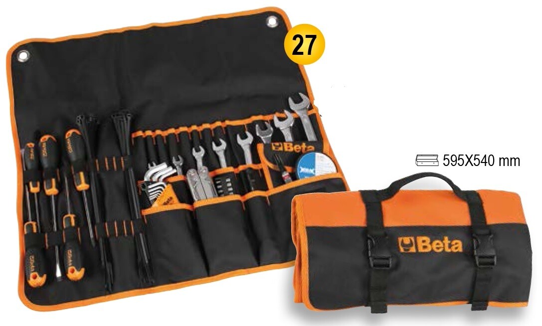 KIT 27 UTENSILI PER MOTOCICLISTI, IN BORSA AVVOLGIBILE