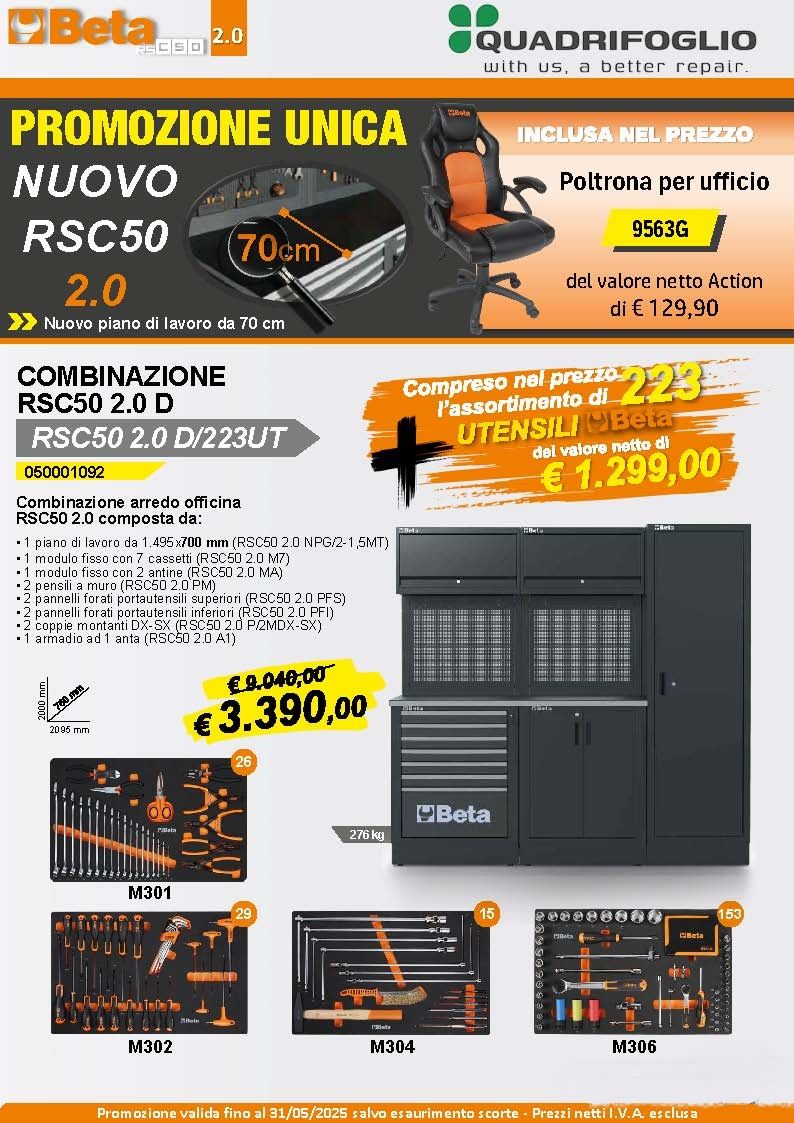 ARREDO 2MT PIANO INOX 2 MODULI + ARMADIO + ASSORTIMENTO AUTO 223 UTENSILI