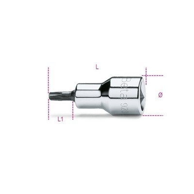 CHIAVI A BUSSOLA MASCHIO PER VITI CON IMPRONTA TORX®, CON ATTACCO QUADRO FEMMINA 1/2" CROMATE - INSERTI BRUNITI