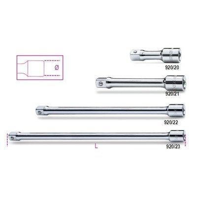 PROLUNGHE CON ATTACCHI QUADRI MASCHIO E FEMMINA 1/2" CROMATE