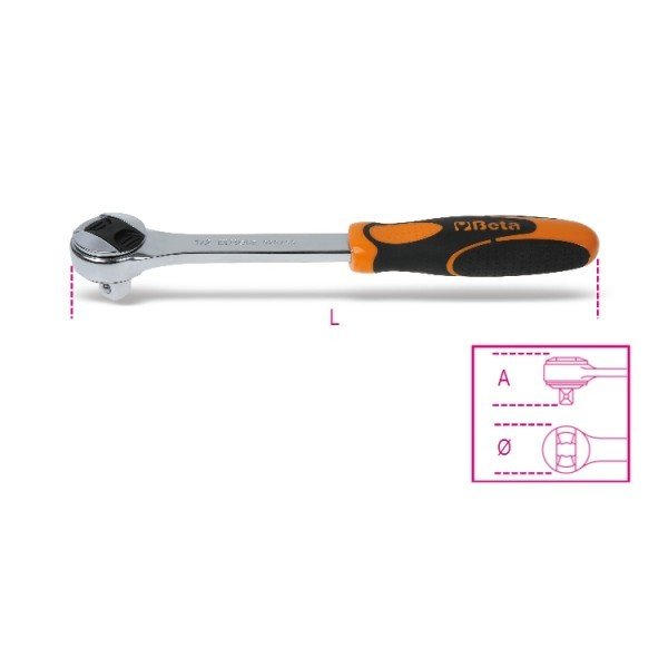 CRICCHETTO REVERSIBILE CON ATTACCO QUADRO MASCHIO 1/2" CROMATO