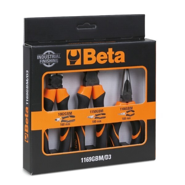 ASSORTIMENTO DI 1 PINZA UNIVERSALE, 1 PINZA BECCHI MEZZOTONDI LUNGHI E 1 TRONCHESE, IMPUGNATURA BIMATERIALE