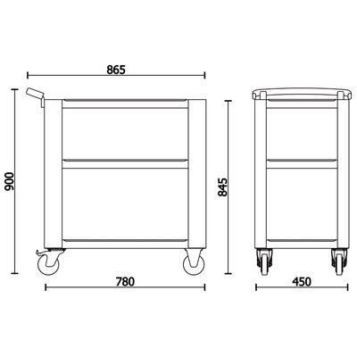CARRELLO TRE RIPIANI GRIGIO