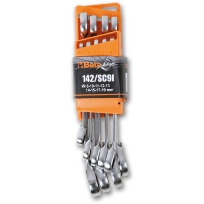 SERIE DI 8 CHIAVI COMBINATE A CRICCHETTO REVERSIBILE CON SUPPORTO COMPATTO