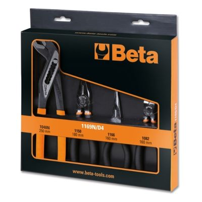 ASSORTIMENTO DI 1 PINZA UNIVERSALE A GRANDE EFFETTO, 1 PINZA BECCHI MEZZOTONDI LUNGHI, 1 TROCHESE E 1 PINZA A CERNIERA CHIUSA CROMATI