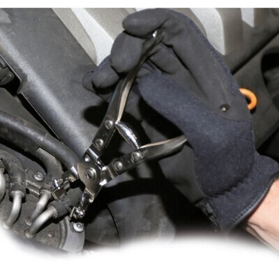 PINZA CON TESTE ORIENTABILI PER FASCETTE STRINGITUBO VETTURE GRUPPO VW E MERCEDES con teste orientabili per fascette stringitubo
