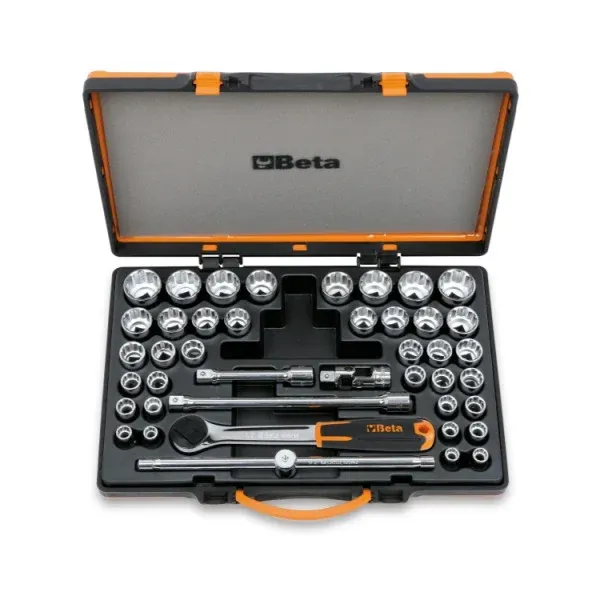 SET 37 CHIAVI A BUSSOLA POLIGONALI 1/2" E 5 ACCESSORI IN CASSETTA