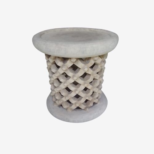 Hand-Carved Bamileke Drum Table (30cm Diameter)