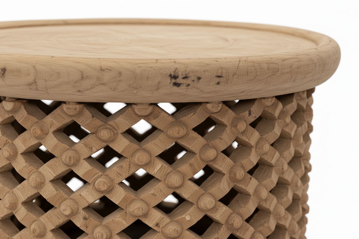 Hand-Carved Bamileke Drum Table (70cm Diameter)