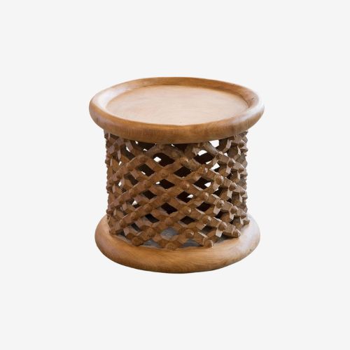 Hand-Carved Bamileke Drum Table (40cm Diameter)