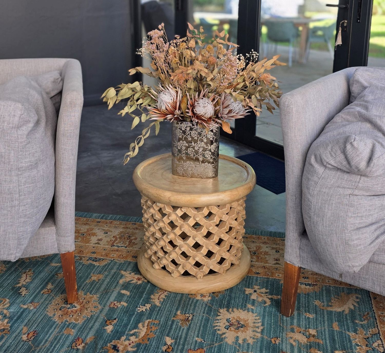 FLASH SALE! Bamileke Drum Table (50cm Diameter - Natural)