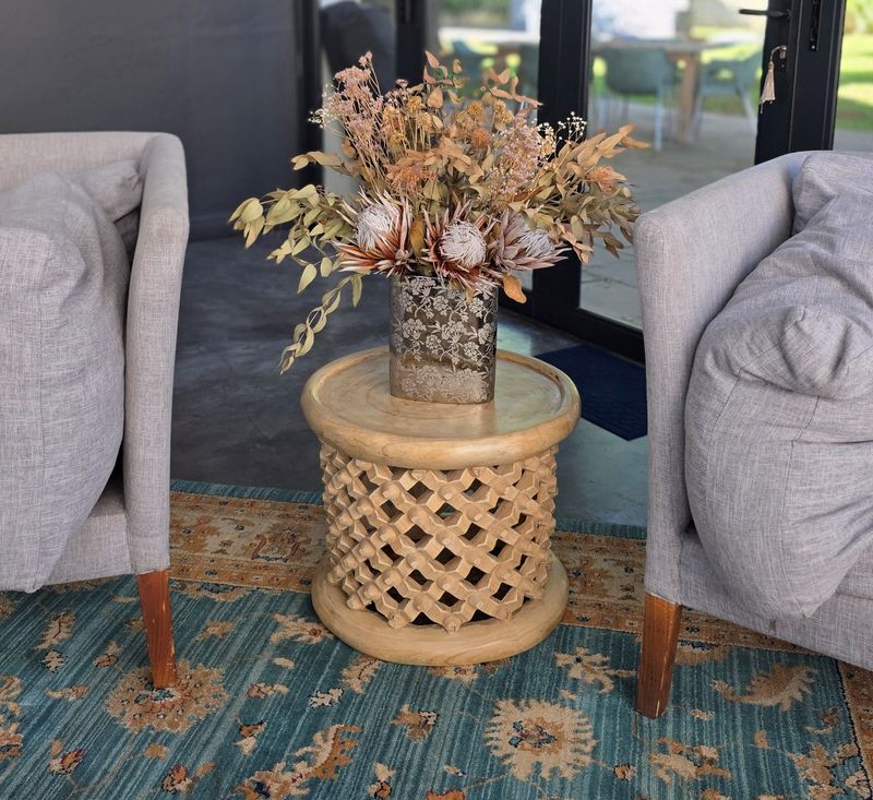 FLASH SALE! Bamileke Drum Table (50cm Diameter - Natural)