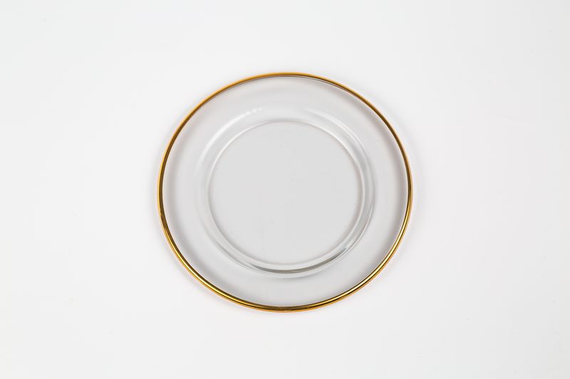 Piatto Pane Mod. Vetro Liscio Bordo Oro dm15 cm (70 per cassa)