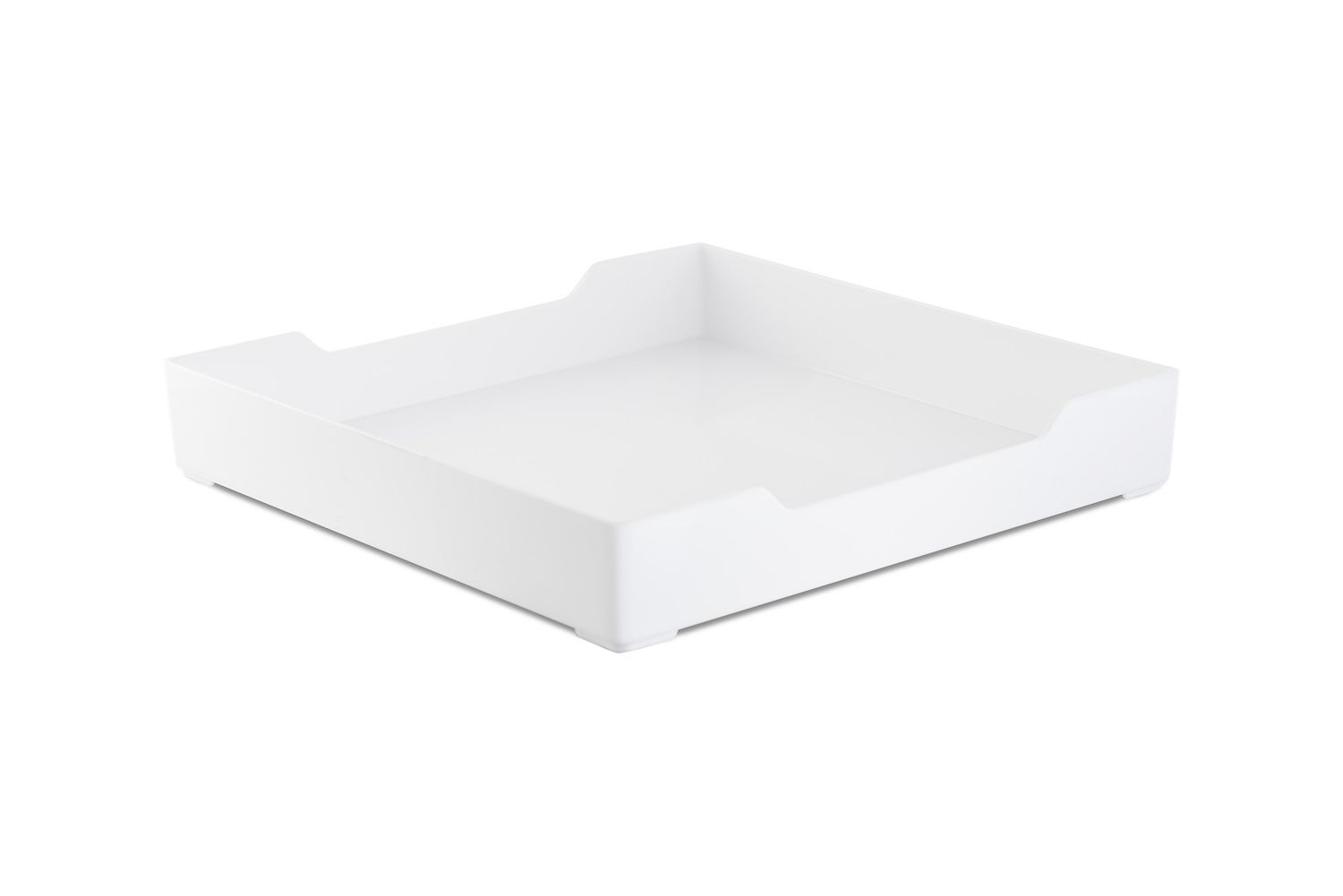 Vassoio Quadrato Plexiglass Bianco bordo Alto 30x30 cm