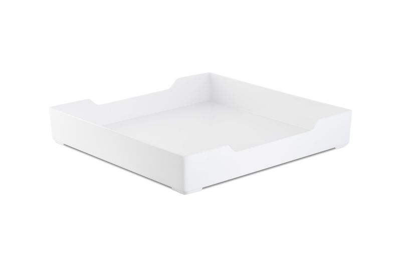 Vassoio Quadrato Plexiglass Bianco bordo Alto 30x30 cm