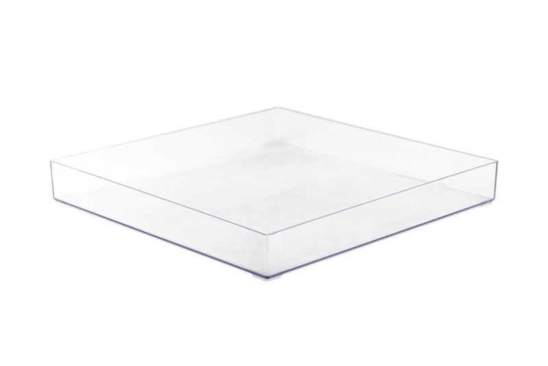 Vassoio Quadrato Plexiglass Trasparente bordo Alto 30x30 cm